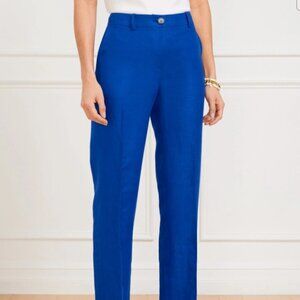 Talbots Southampton Straight Leg Cobalt Blue Linen Pants Size 14 NWT